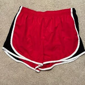 red athletic shorts